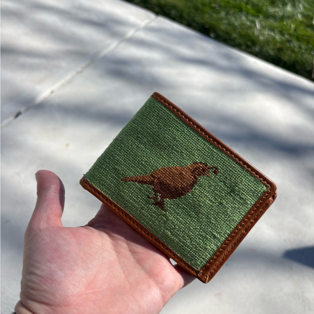 Needlepoint Bifold Wallet with Pheasant and Flag - Picture 3 of 11